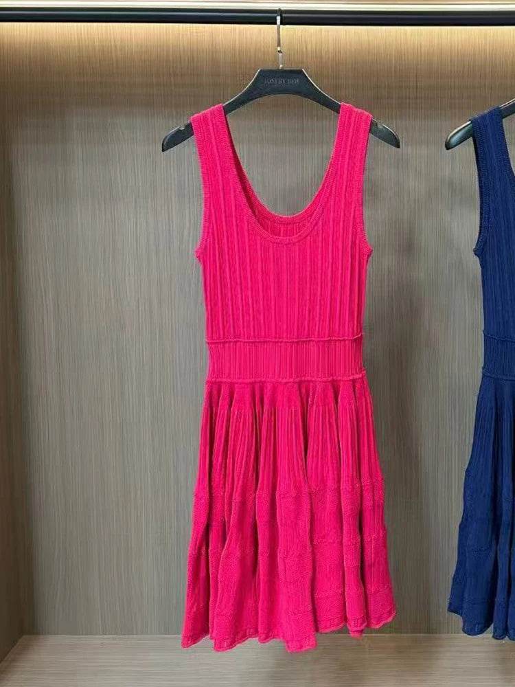 Cryptographic Ruffles Knitted Midi Dress - Elegant Backless - P12 Hub Europe