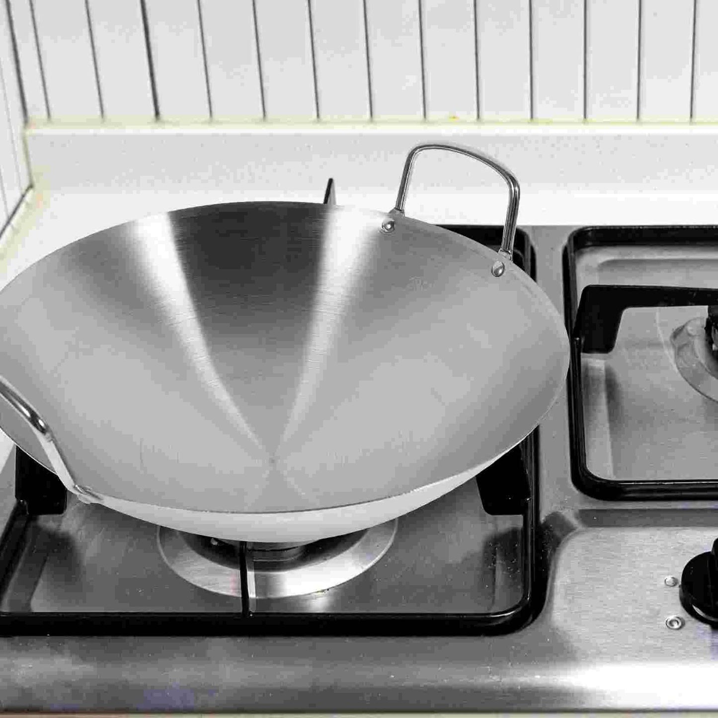 Stainless Steel Wok Round Bottom Wok Large Fry Pan Large Capacity Saute Pan NonStick Pan Fried Steak Pot Uncoated Cookware - P12 Hub Europe