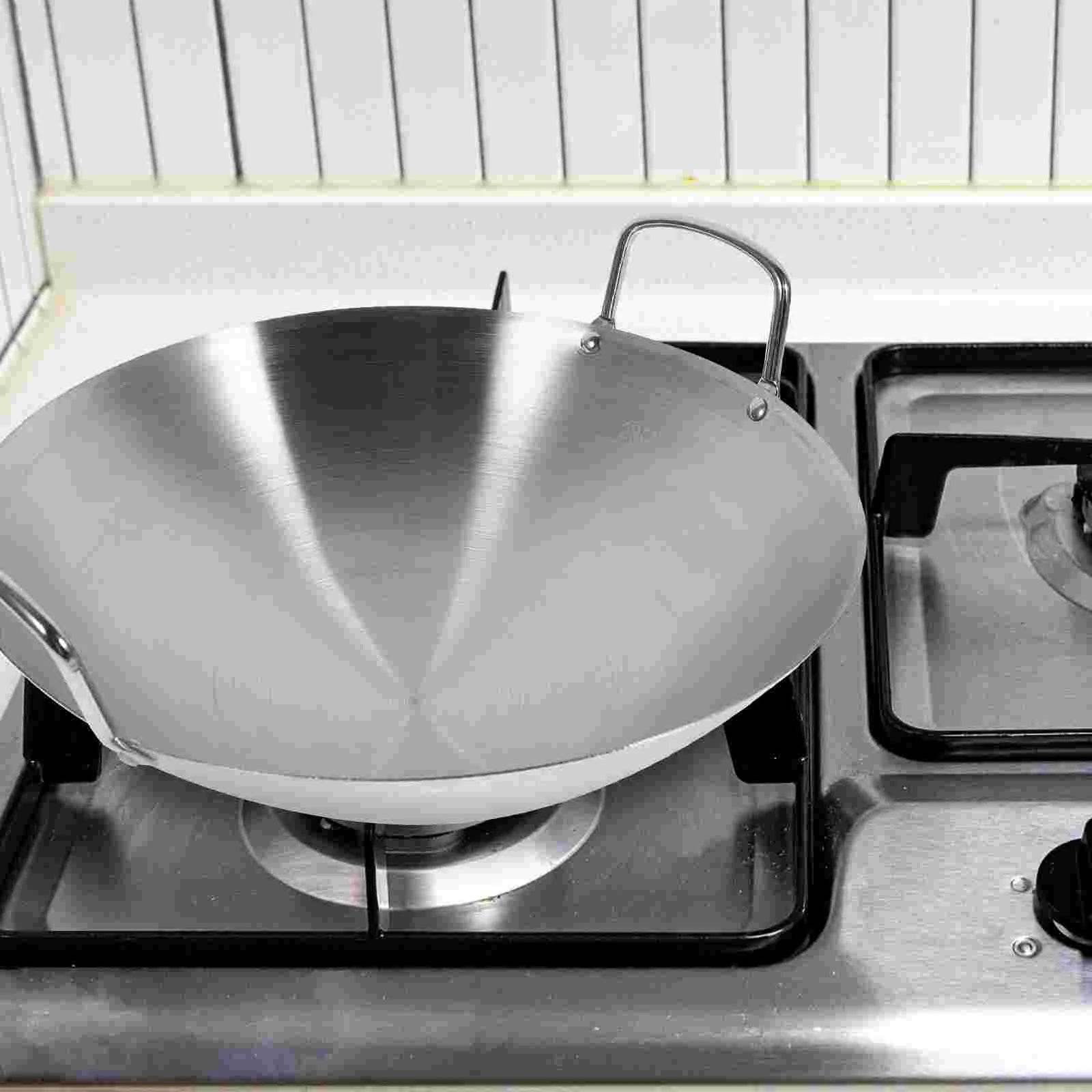Stainless Steel Wok Round Bottom Wok Large Fry Pan Large Capacity Saute Pan NonStick Pan Fried Steak Pot Uncoated Cookware - P12 Hub Europe