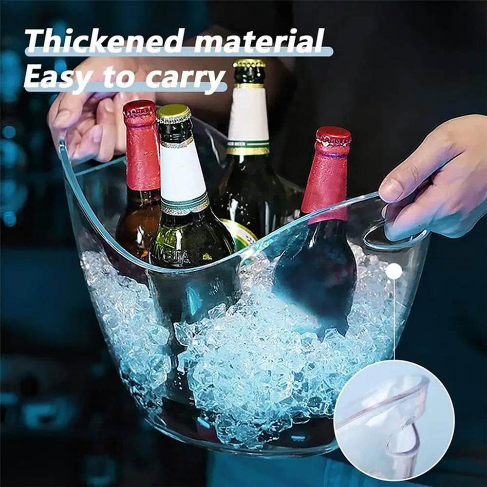 Clear Ice Bucket Beverage Tub with 2 Scoops Handle Cooling Large Ice Bucket for Wine Champagne Bar Supplies for Family reunion - P12 Hub Europe