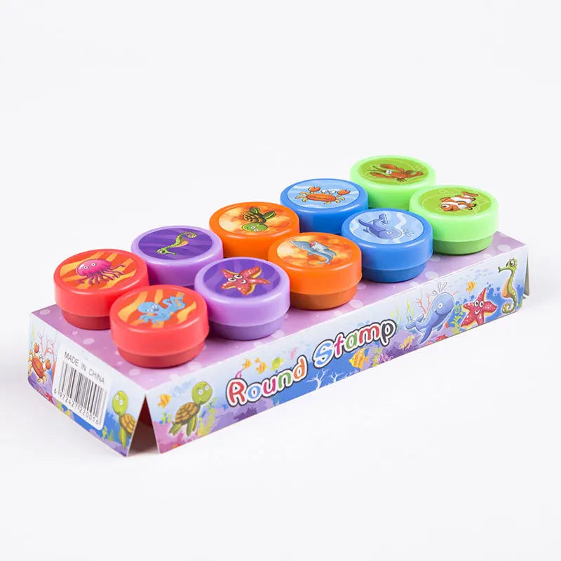 10pcs Assorted Stamps Self-ink Stamps Children Stamps Face Seal Scrapbooking DIY Painting Photo Album Decor for Kids
