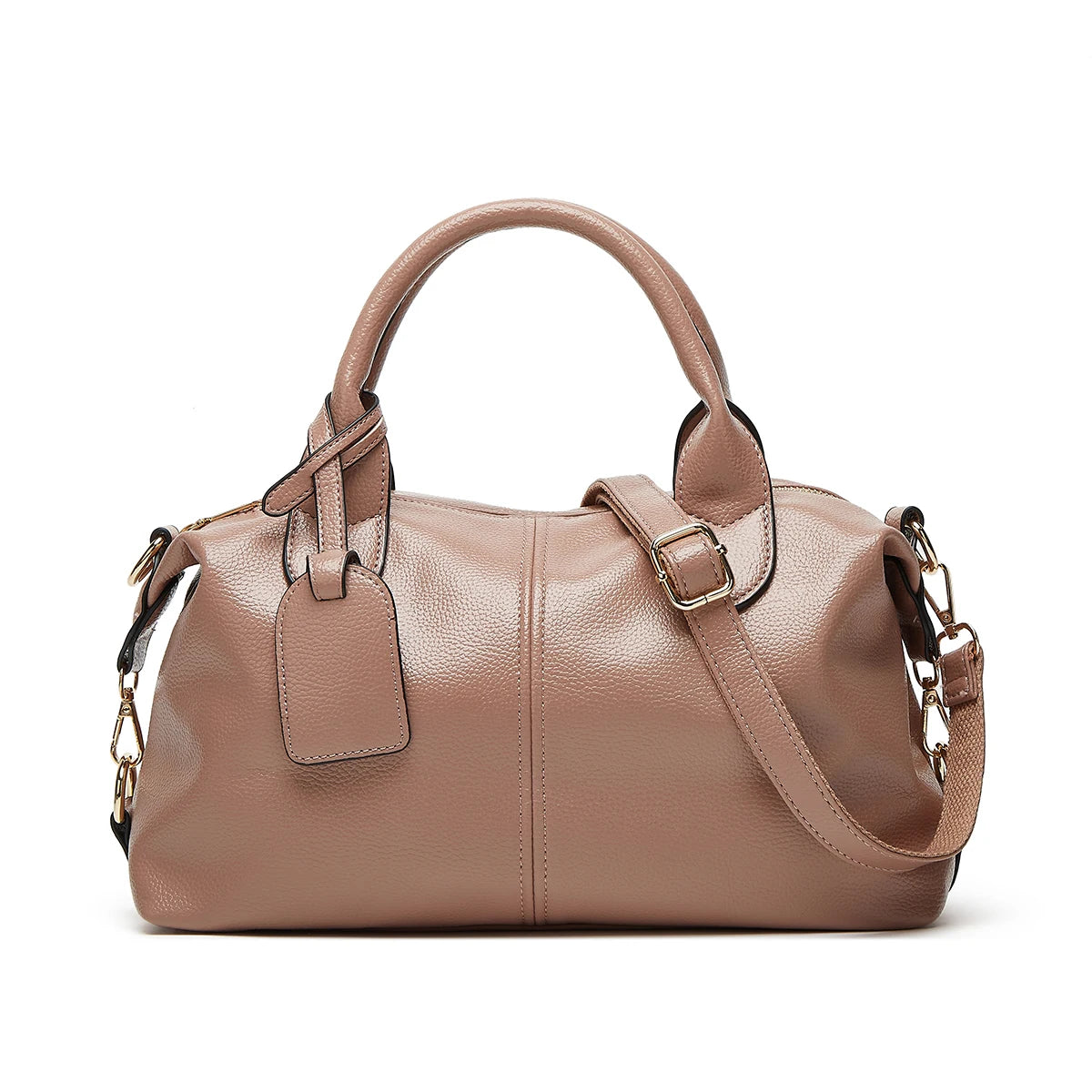 Women's Fashion and Elegant Large Capacity Oil Wax Leather Tote, Convenient Solid Artificial Leather Boston Crossbody Bag, Zipper Lock Anti-theft Commuter Bag, Double Handle Design, Adjustable Shoulder Strap, Professional Wom