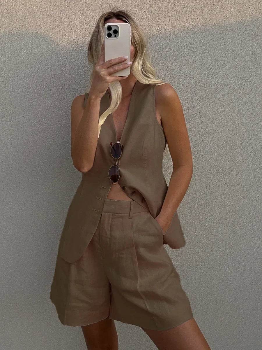 Wolfeel Cotton Linen Shorts Set - P12 Hub Europe