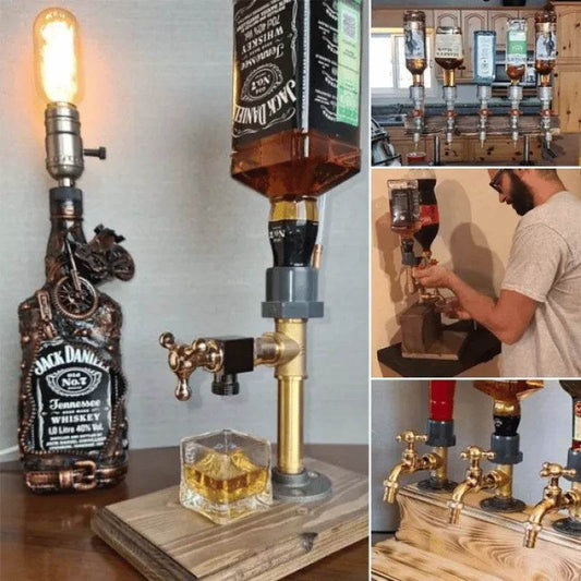 Liquor Alcohol Whiskey Wood Dispenser Whisky Bottle Rack and Pour Acohol Dispenser for Home Bar Unique Gift for All Wine Lovers - P12 Hub Europe