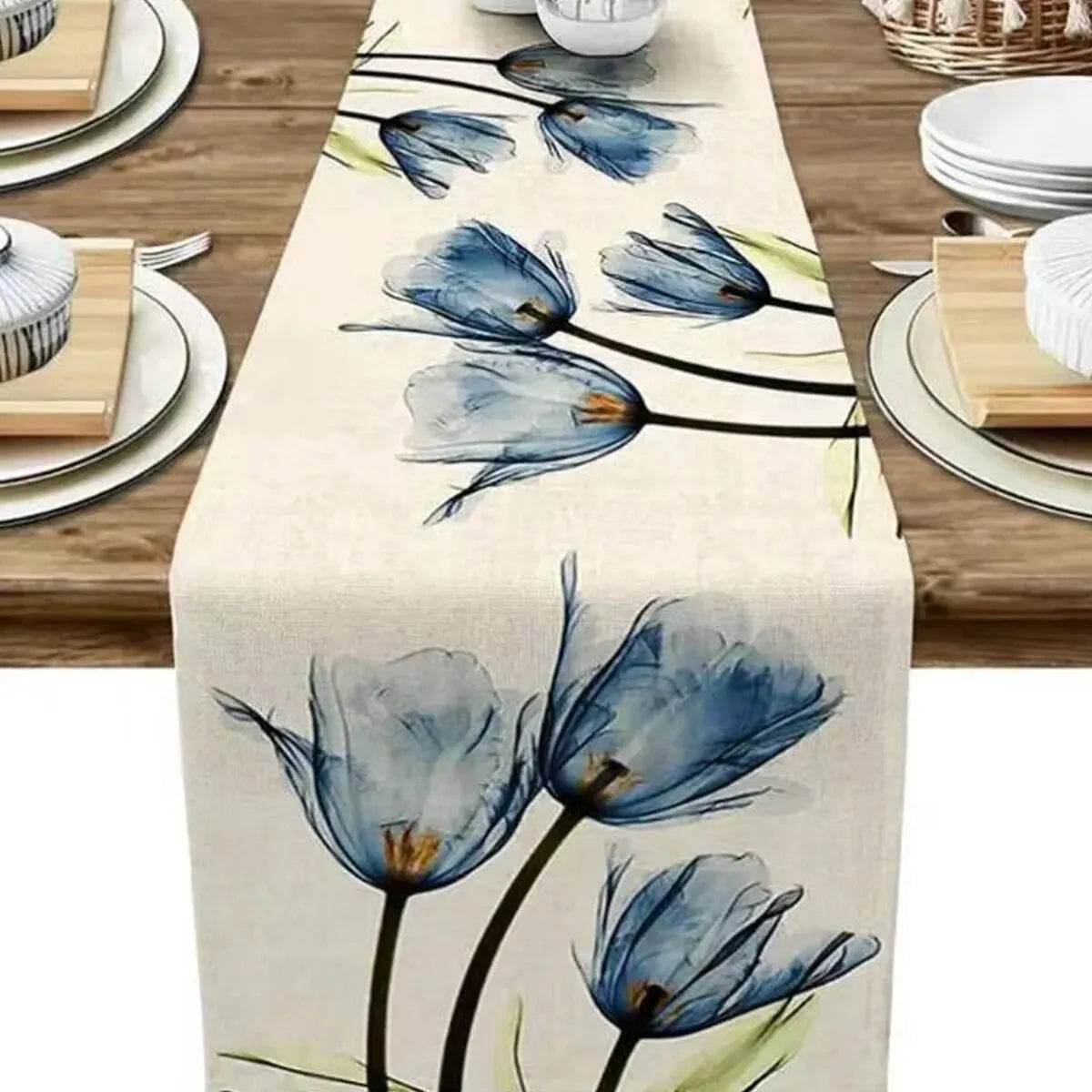 Tulip Linen Table Rustic Farmhouse Style Table Runner 13X70 Inch,Kitchen Dining Table Decoration for Indoor Outdoor Home - P12 Hub Europe