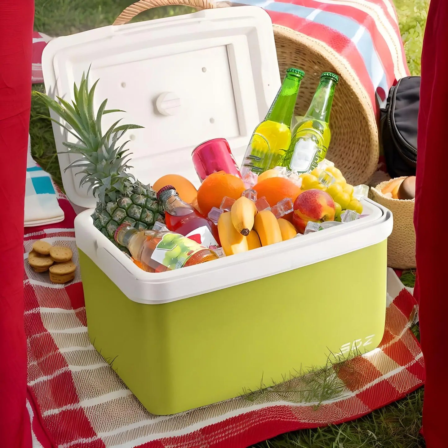 Hard Cooler Road Trip Personal Cooler With Handle 15L Capacity Outdoor Camping Food Beverage Drink Chiller For Beach Picnic Boat