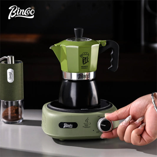 Bincoo Double-valve Moka Pot Set Electric Stove Pot Household Italian Espresso Machine Coffee Mocha Pot Barista Accessories 220V