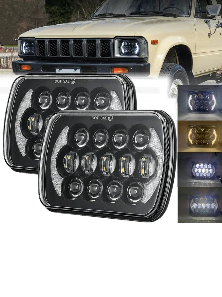 7x6'' 5X7 Inch Led Headlight Square Hi-Lo Beam Halo For Jeep Cherokee XJ Wrangler YJ Motorcycle Car Off-road Truck H6054 H5054