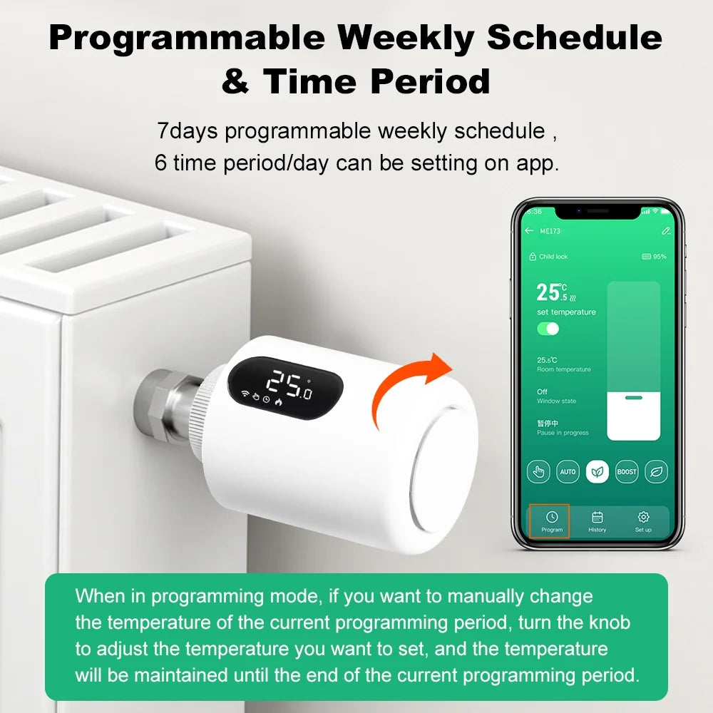 Tuya Zigbee3.0 Thermostat Radiator Actuator Smart TRV Valve Programmable Temperature Controller Works With Alexa Google Home