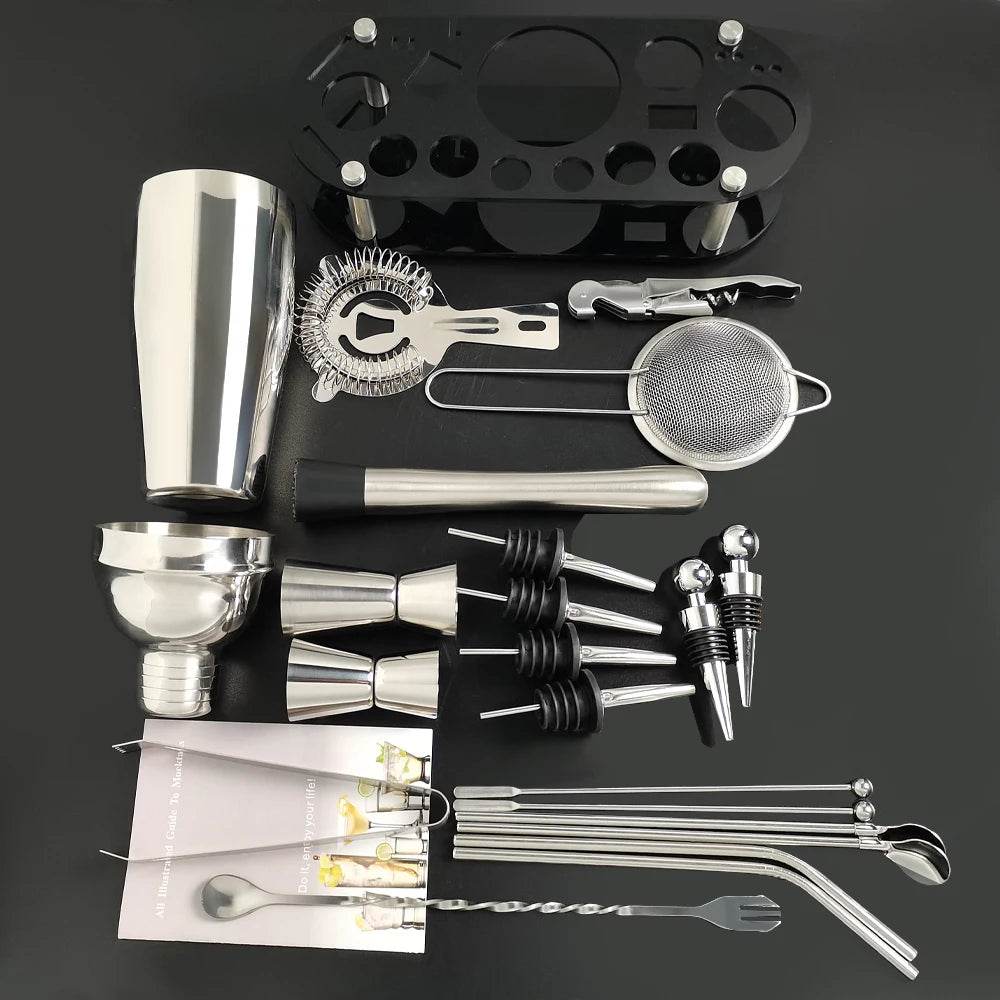 13-22Pcs 750ml 600ml Boston Cocktail Shaker Bar Tools Wine Mixer Set Bartender Cocktail Shaker Tool Kit with Holder - P12 Hub Europe