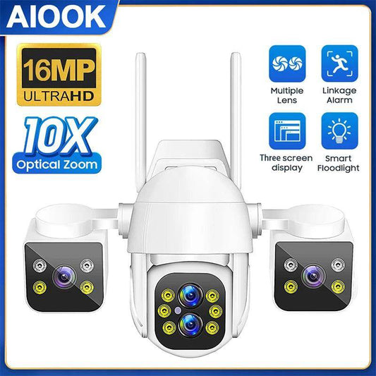 Camera PTZ WiFi 10x Zoom 16MP/4K, 3-Lens - P12 Hub Europe