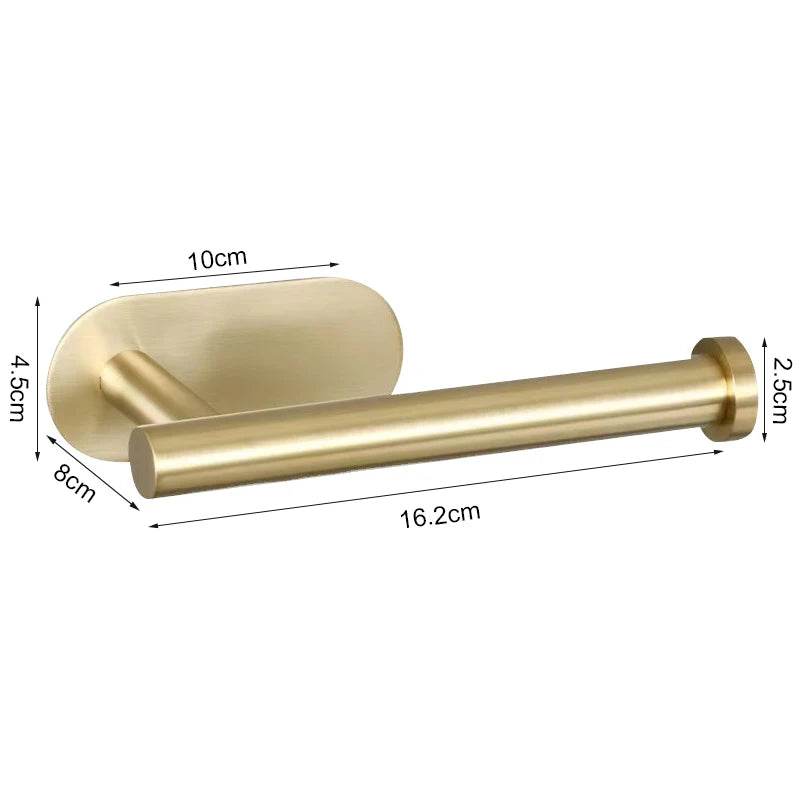 Stainless Steel Paper Towel Holder for Bathroom Kitchen No Punch Wall Mount Tissue Towel Roll Self Adhesive Toilet Storage Rack - P12 Hub Europe