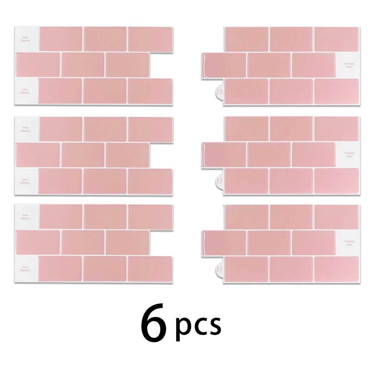 6 PCS 30.5x15.3cm 3D Self-adhesive Kitchen Waterproof Stickers Indoor Wall Renovation Sticker - P12 Hub Europe