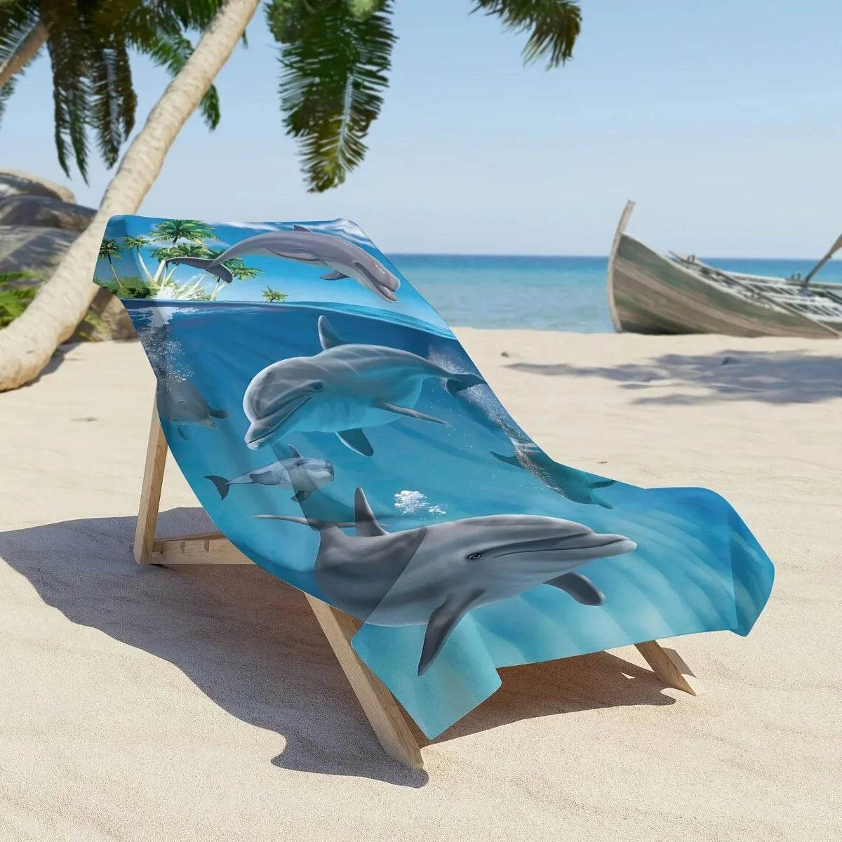 Dolphin Print Microfiber Beach Towel, Soft Absorbent Pool Towel, Sand-proof Swimming Towel, Beach Essentials, Travel Supplies - P12 Hub Europe