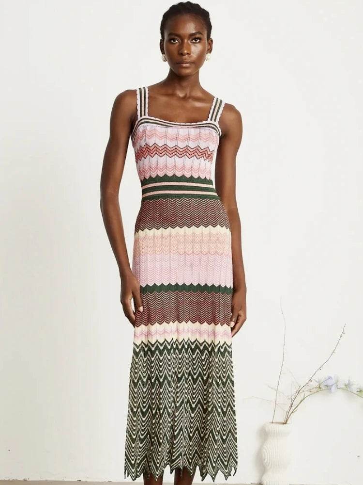 African Knitted Maxi Dress - Boho Vacation & Vintage Style - P12 Hub Europe