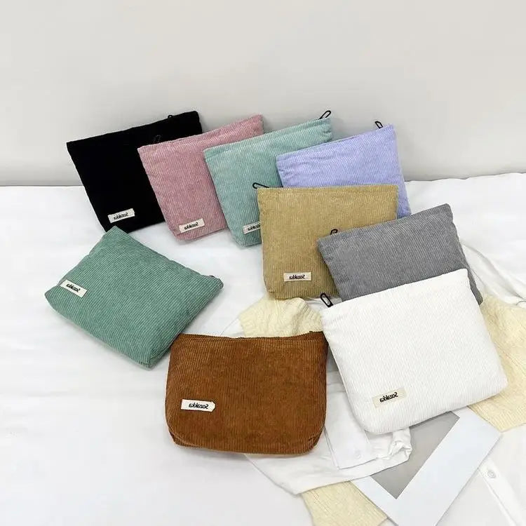 Corduroy Makeup Bag for Female Internet Celebrity, Large Capacity Lipstick Makeup, Change, Mobile Phone, Handheld Bag
