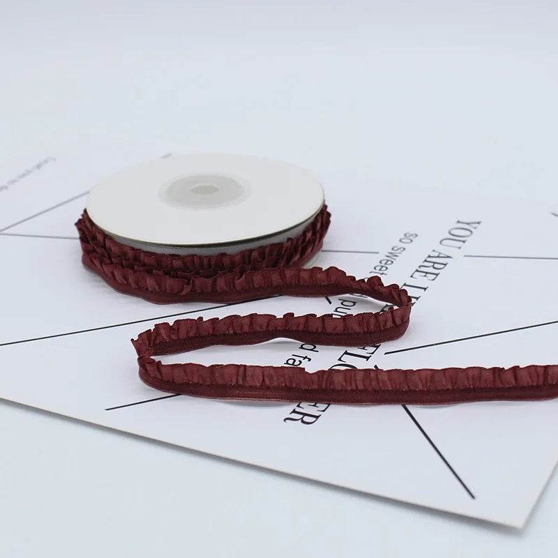 5yards 1cm Pleated Stretch Lace Trim Ribbon Ruffled Elastic Band Headdress Gift Box Bow Decorative DIY Craft Supplies - P12 Hub Europe