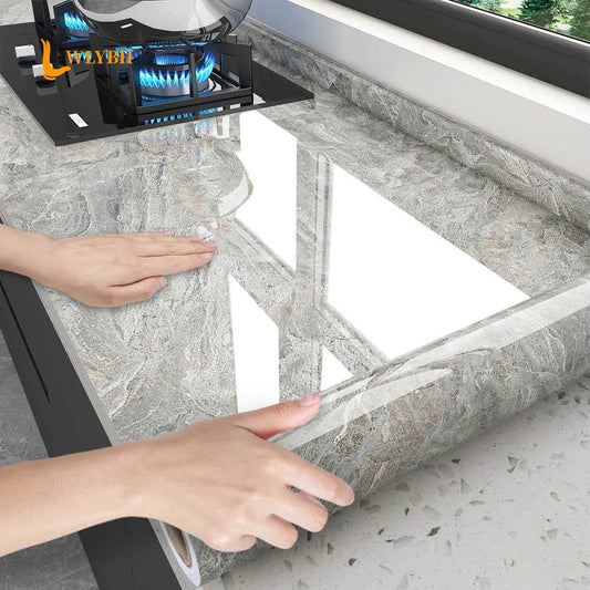 10M Marble Kitchen Oil-Proof Film Waterproof Self-adhesive Wall Tile Sticker Moisture-Proof Countertop Cabinet Cover Wallpaper - P12 Hub Europe