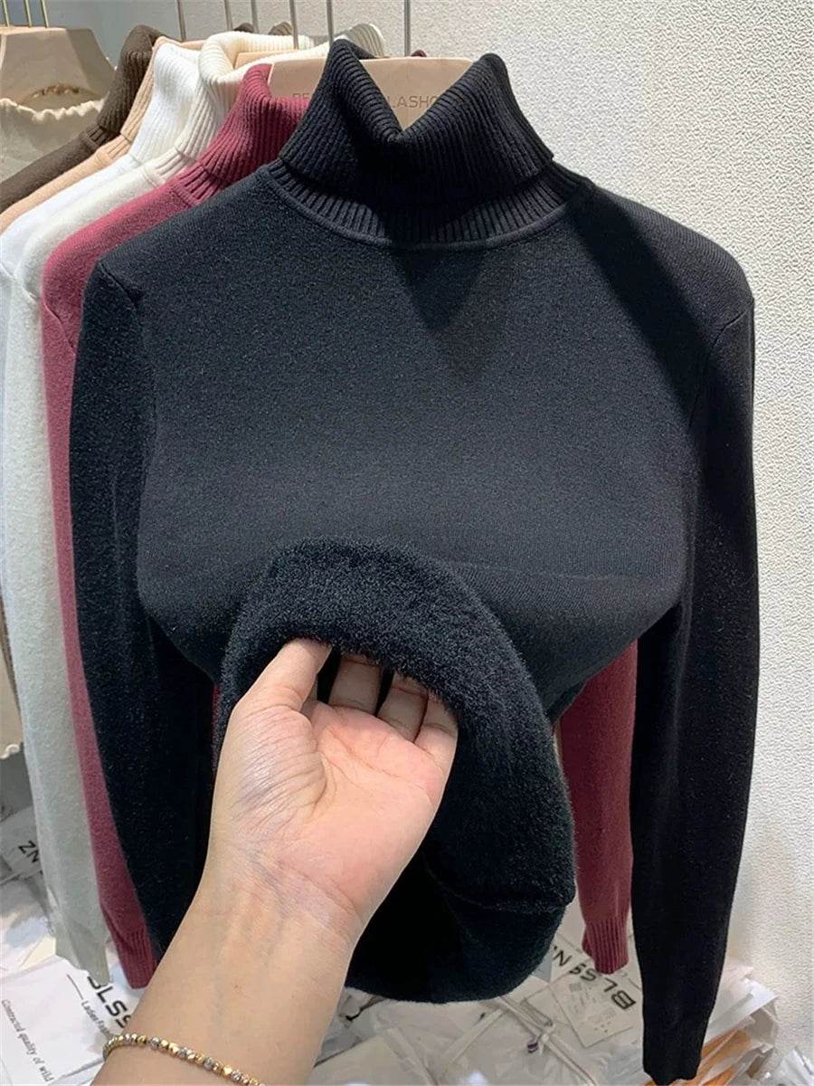 Elegant Velvet Lined Turtleneck Sweater - P12 Hub Europe