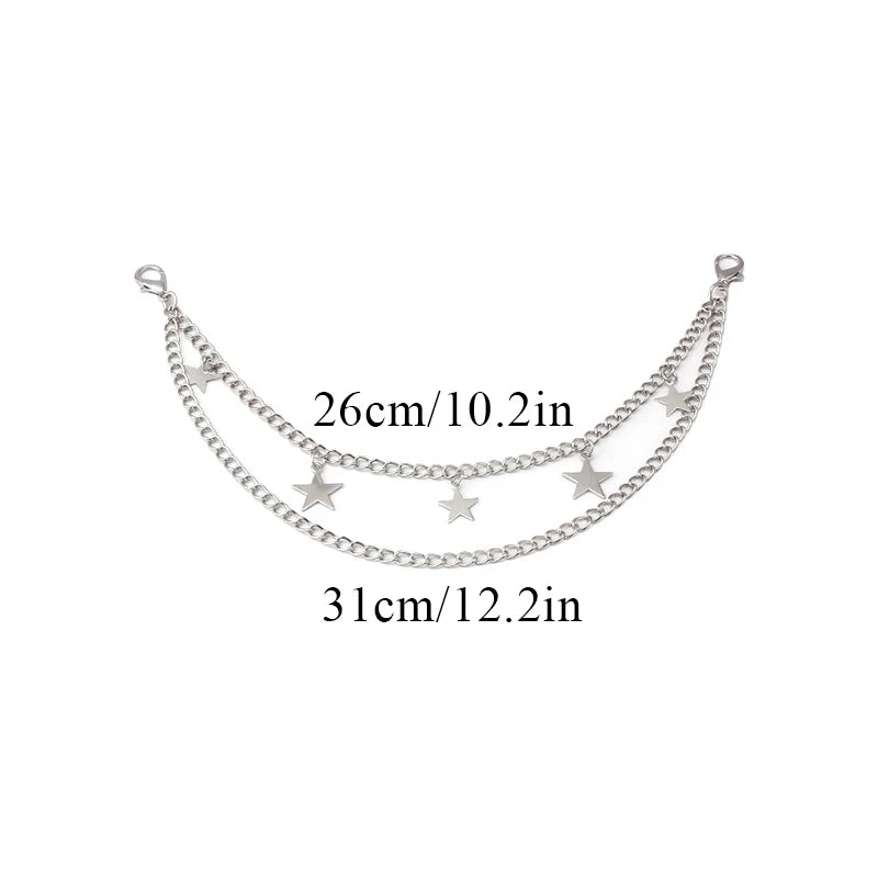 Multi-layer Metal Bag Chain DIY Handles Butterfly Heart Star Pendant Shoulder Bag Chain Replacement Bag Accessories Pearl Chain