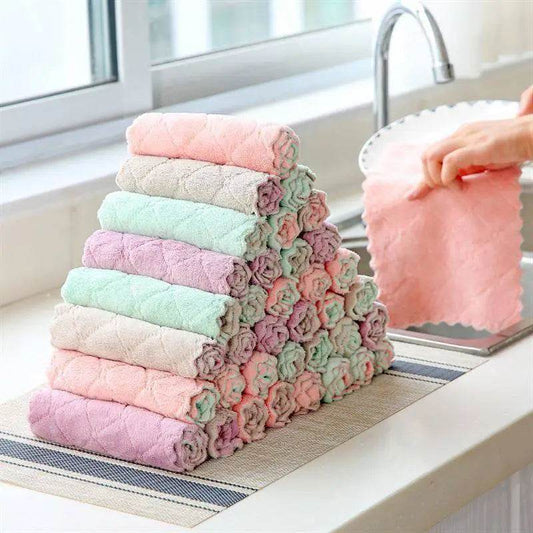 1/10Pcs Super Absorbent Microfiber Handkerchief Towel Kitchen Dish Cloth Simple Hand Face Tableware Household Cleaning Towel - P12 Hub Europe
