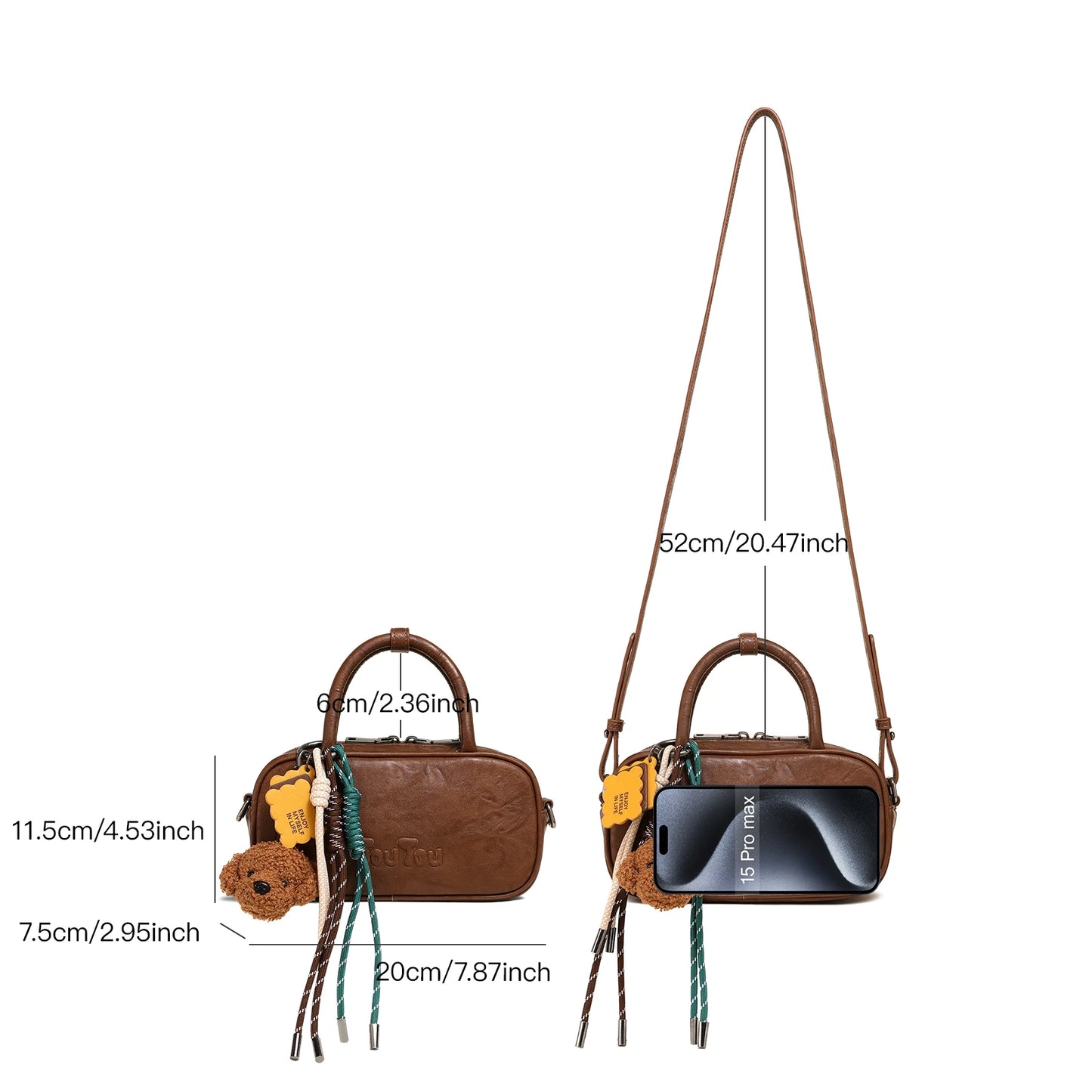 TOUTOU Boston Bowling Bag Imitation Plant Tanning Autumn Single Shoulder Handheld Crossbody Mini Purse for Women Christmas Gift