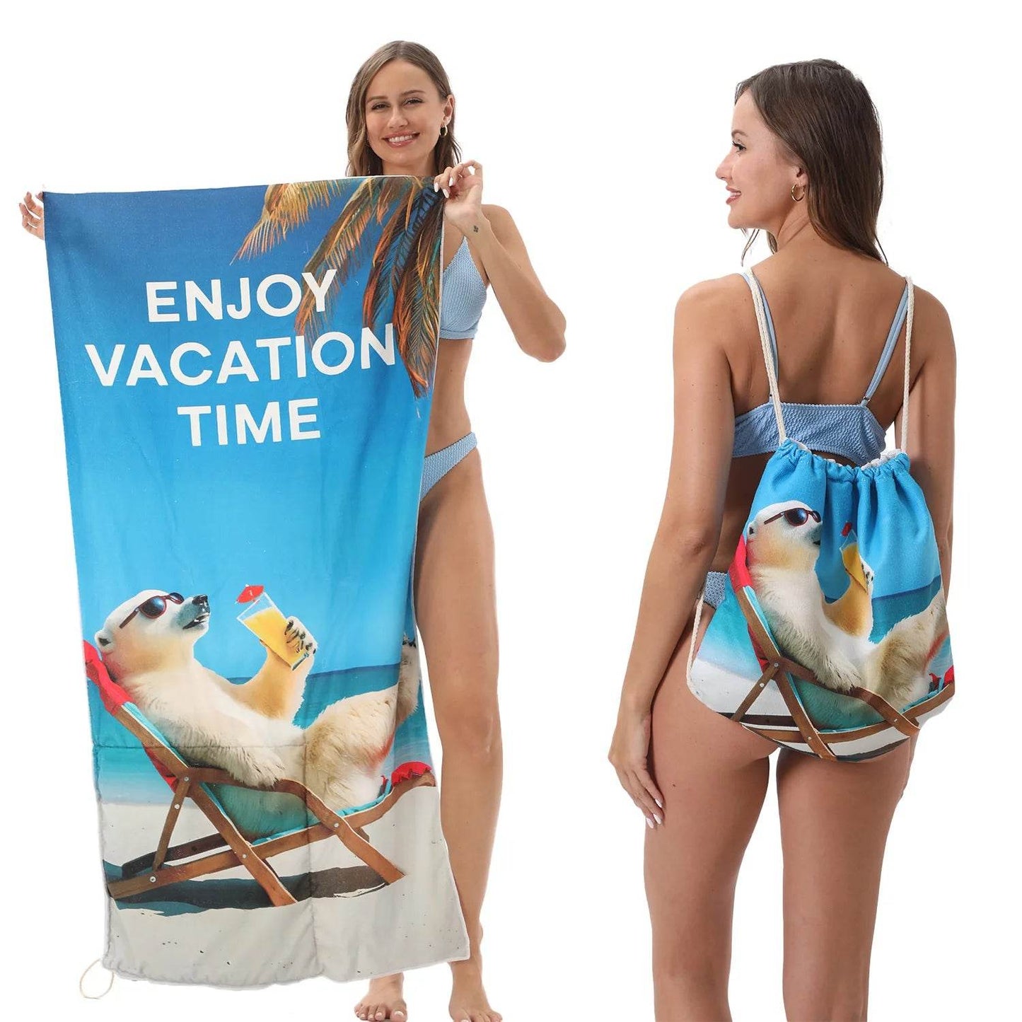 2-in-1 Foldable Beach Towel Sports Cooling Travel Towel Quick Drying Large Absorbent Bath Beach Jewelry for Picnic Sunbath Surf - P12 Hub Europe