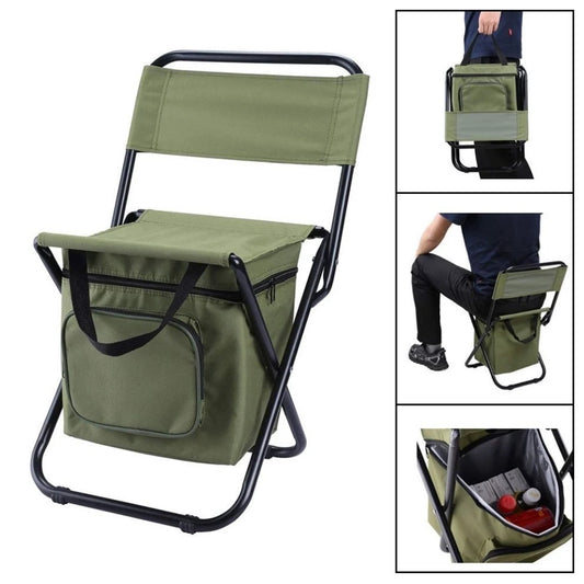 Fishing Stool Detachable Portable Folding Chair Beach Camping Chair with Cooler Bag Backrest Lightweight Outdoor Folding Chair