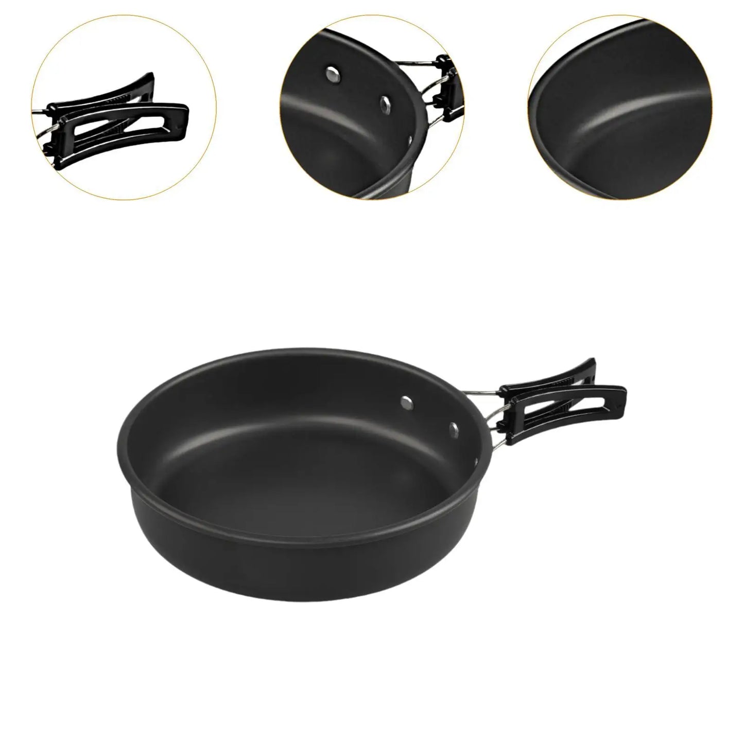 Camping Frying Pan Nonstick Portable Cooking Pan Camping Cookware with Folding Handle for Backpacking BBQ Outdoor Picnic Travel