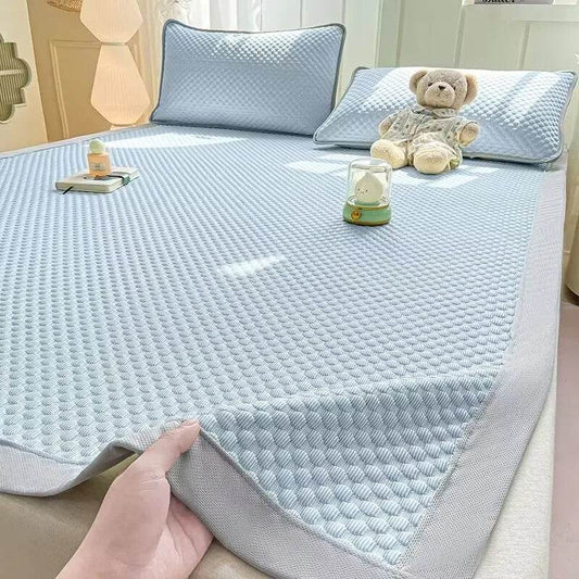 1PC Cooling Bed Sheet Ice Silk Summer Bedding Mattress Cover Machine Washable Bedspread Foldable Dust Proof Fitted Sheets - P12 Hub Europe