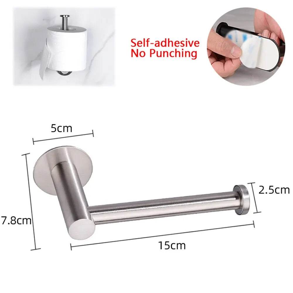 No Drilling Toilet Paper Holder Bathroom Roll Tissue Towel Dispenser Hanger Stainless Steel Napkin Storage Kitchen Accessories - P12 Hub Europe
