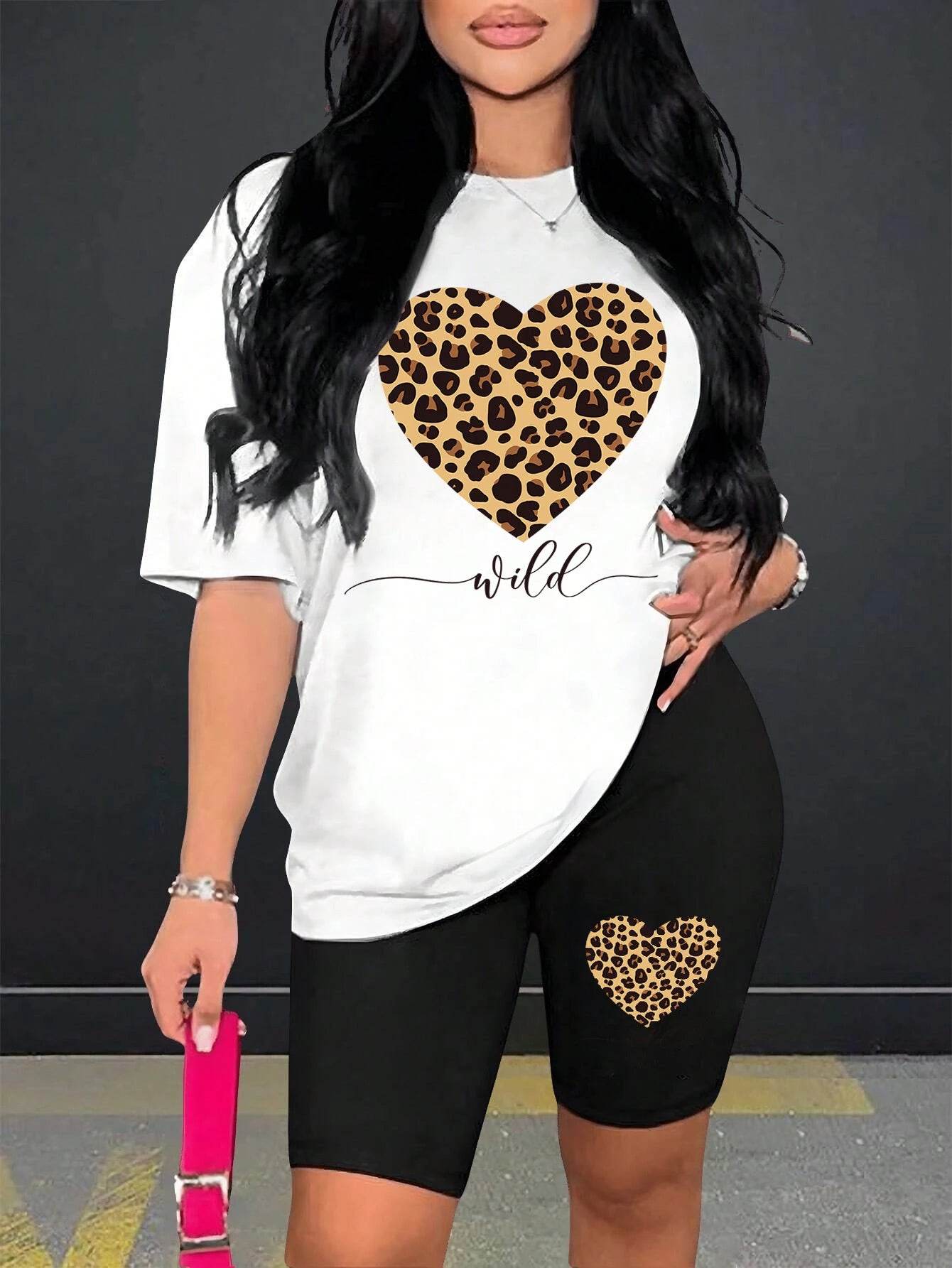 Leopard Heart Cartoon Shorts Set - P12 Hub Europe