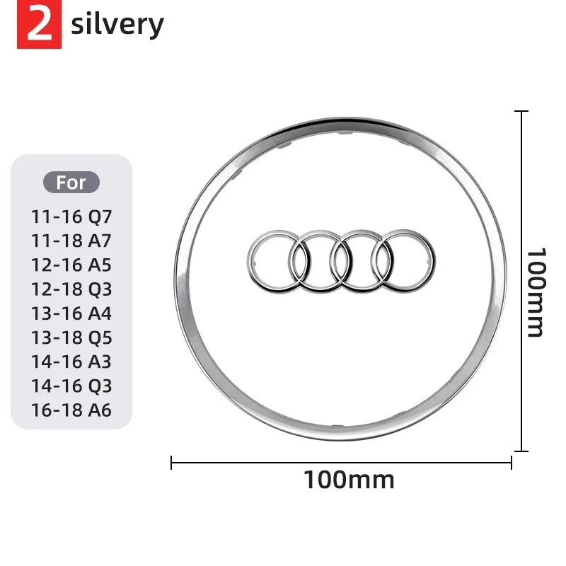 Car Steering Wheel Center Emblem Logo Sticker For AUDI Trim Frame Badge Decor Ring Cover Auto Accessories Q5 Q3 Q7 A3 A4 A6 S3