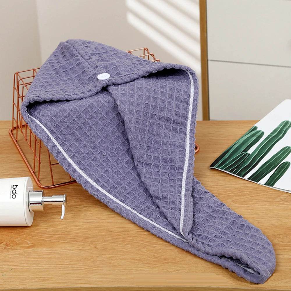 Waffle Drying Hair Towel for All Hair Style Microfiber Super Absorbent Quick Drying Hair Turban Reduce Frizz And Hair Damage - P12 Hub Europe