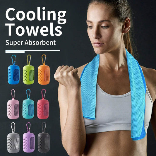 Portable Mini Silica Gel Set Cold Towel Quick Drying Breathable Chilly Sweat Absorption Sports Cooling Towel Running Yoga Gym - P12 Hub Europe