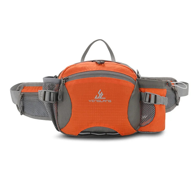 Nylon Waterproof Waist Bag with Bottle Holder Shoulder Crossbody Bag Outdoor Sports Hiking Running Cycling Bag for Man Women