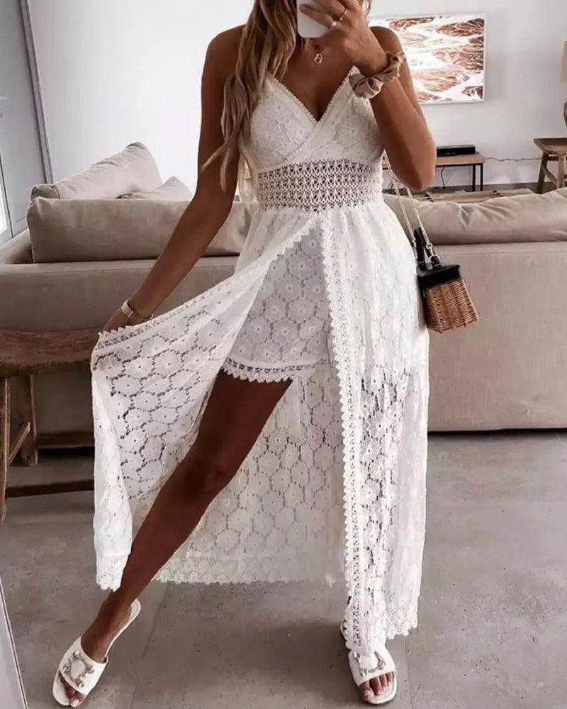 Spaghetti Strap Hollow Out Beach Dress Boho Summer - P12 Hub Europe