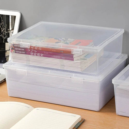 Plastic Document Organizer Organized Clear Square Shape Storage Box Organizing Box Transparent Desktop Document Storage Case - P12 Hub Europe