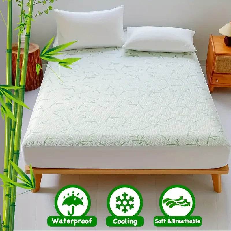 1pc Waterproof Bamboo Mattress Cover (Without Pillowcase), Cooling & Breathable Fitted Bed Sheet With 6-14inches Deep Pocket - P12 Hub Europe