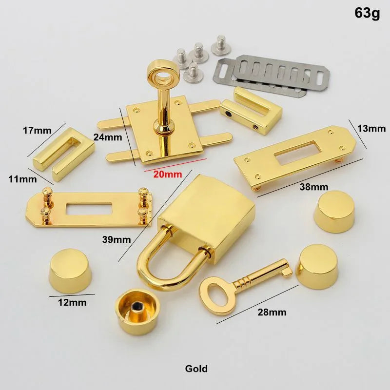 1Set Fashion Metal Bag Locks Clasp Bag Lcok Set For Handbags Purse Tote Closures Snap Clasps DIY Hardware Case Bag Accessories