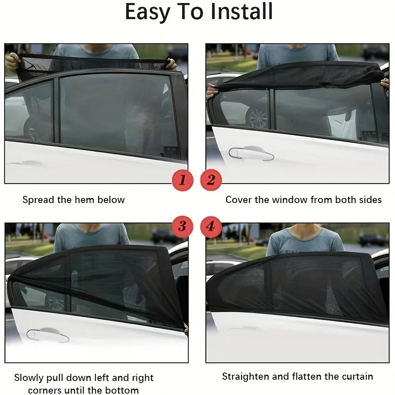 2pcs/set Car Sunshade Net Car Window Sun Visor Cover Automotive Interior