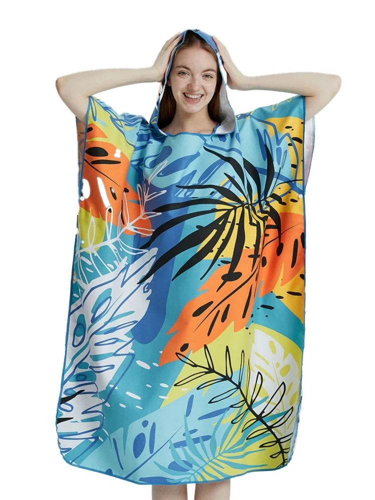 Surf Poncho Towel Poncho Quick-Dry Towel Hoodie Microfiber Beach Robe Changing Poncho Swim Towel Beach Poncho For Adults (A20) - P12 Hub Europe