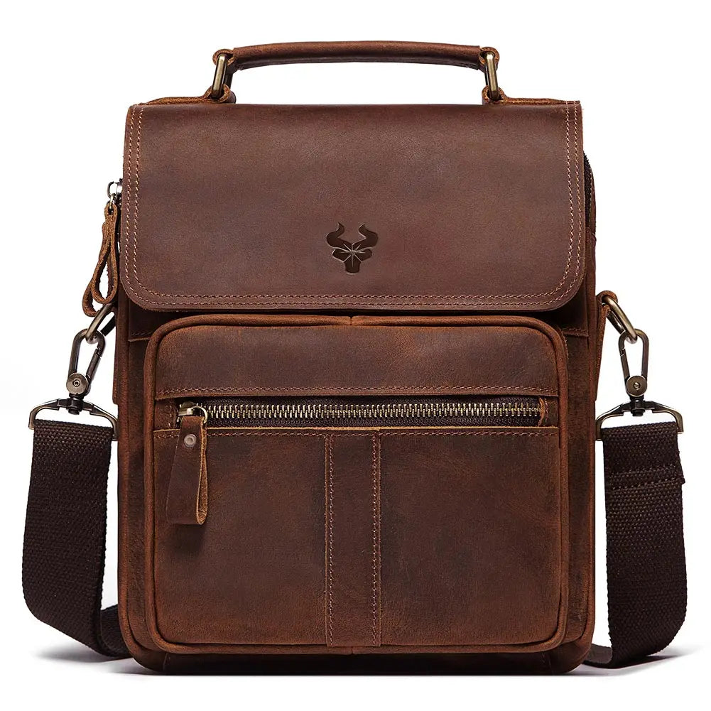 HUMERPAUL Genuine Leather Men's Shoulder Bag Luxury Work Business Messenger Bags Fashion Male Crossbody with Adjustable Straps
