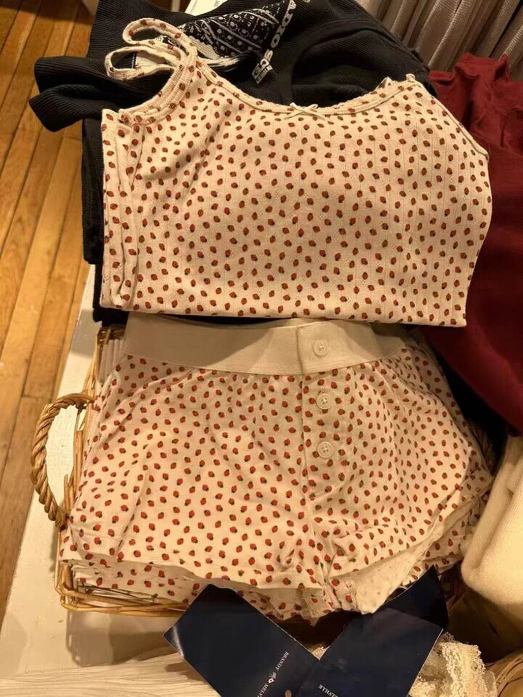 Sweet Strawberry Eyelet Shorts Set - P12 Hub Europe