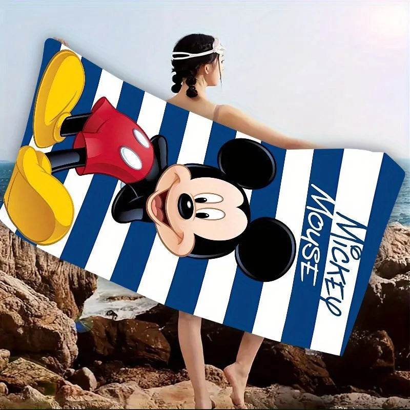 Disney Mickey Mouse Striped Beach Towel: Fun in the Sun! Suitable for towels, bath towels, beach towels, gifts - P12 Hub Europe
