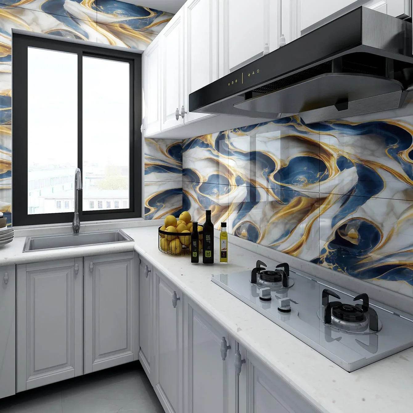Aluminum Foil Bottom Imitation Tile Wall Stickers Kitchen Bathroom Decor Damp Proof Marble Pattern Foam Self-adhesive Wallpaper - P12 Hub Europe