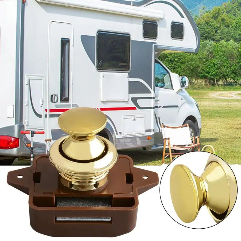 Keyless RV Push Cabinet Lock Push Button Latches Cabinet Door Catches Locks Drawer Keyless Zinc Alloy Button For RVs Camper Van