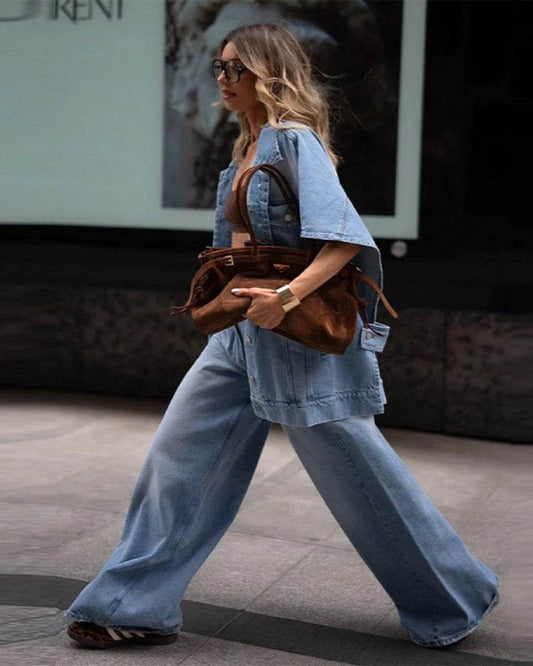 Women's Oversized Denim Two-Piece Set - P12 Hub Europe