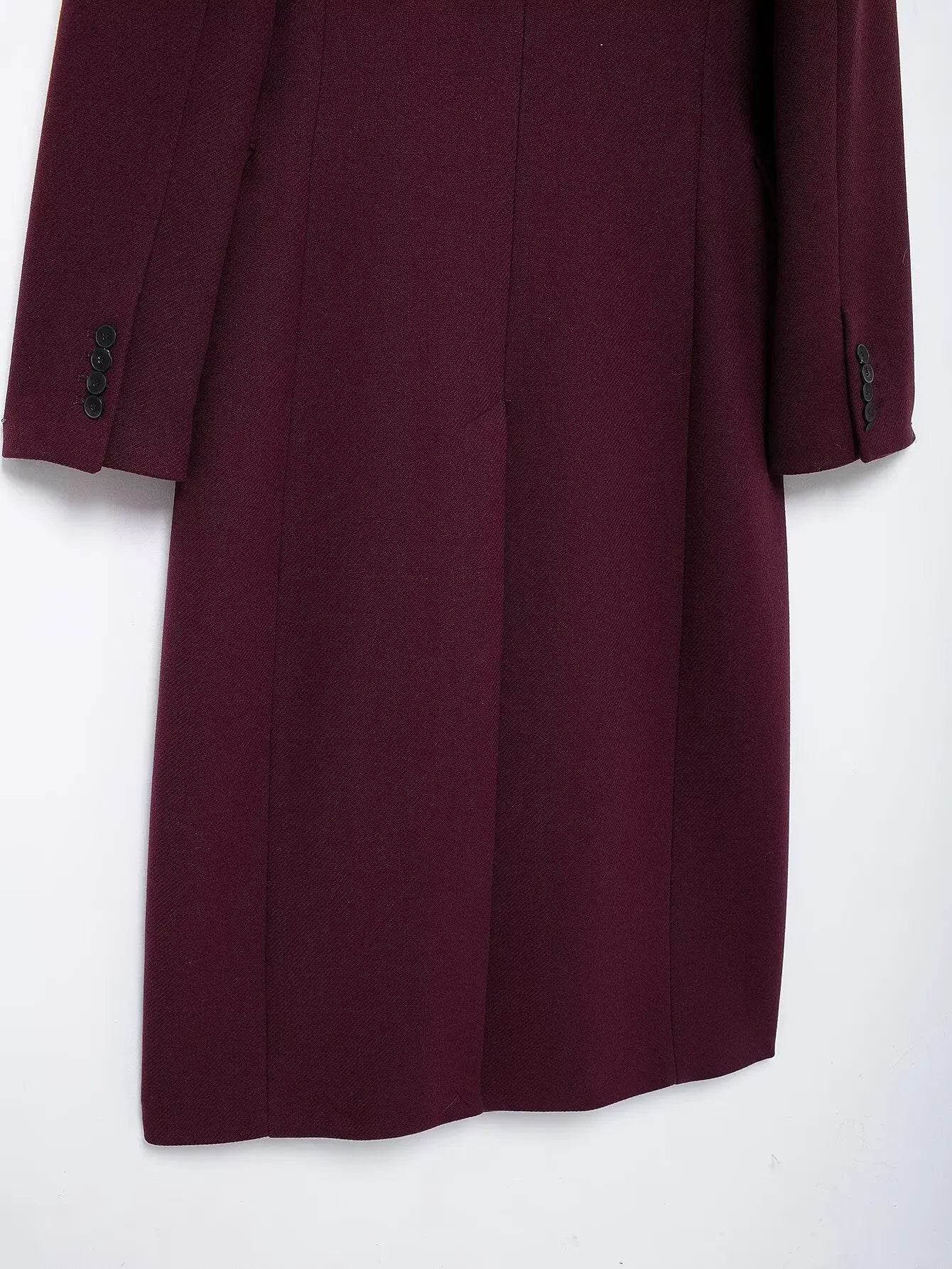 Burgundy Wool Blend Coat - P12 Hub Europe