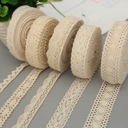 5 Meters Cotton Lace Trim Ribbon Beige Sewing Trim Lace Ribbon Crochet Lace Fabric DIY Wedding Party Craft Christmas Gift Decor - P12 Hub Europe